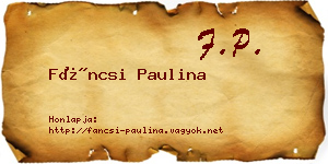 Fáncsi Paulina névjegykártya